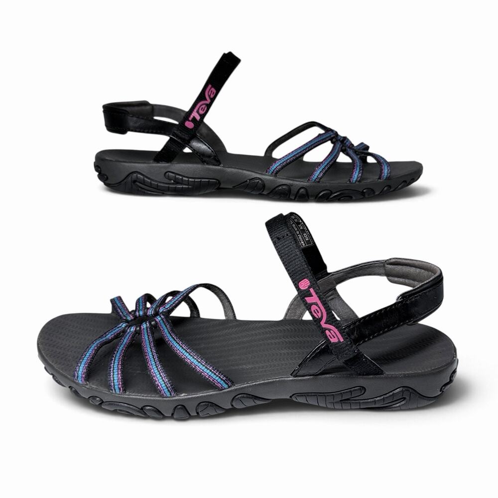 Teva Kayenta Hiking Sandals Women’s Sz 9 Black Purple Blue Strappy Outdoors